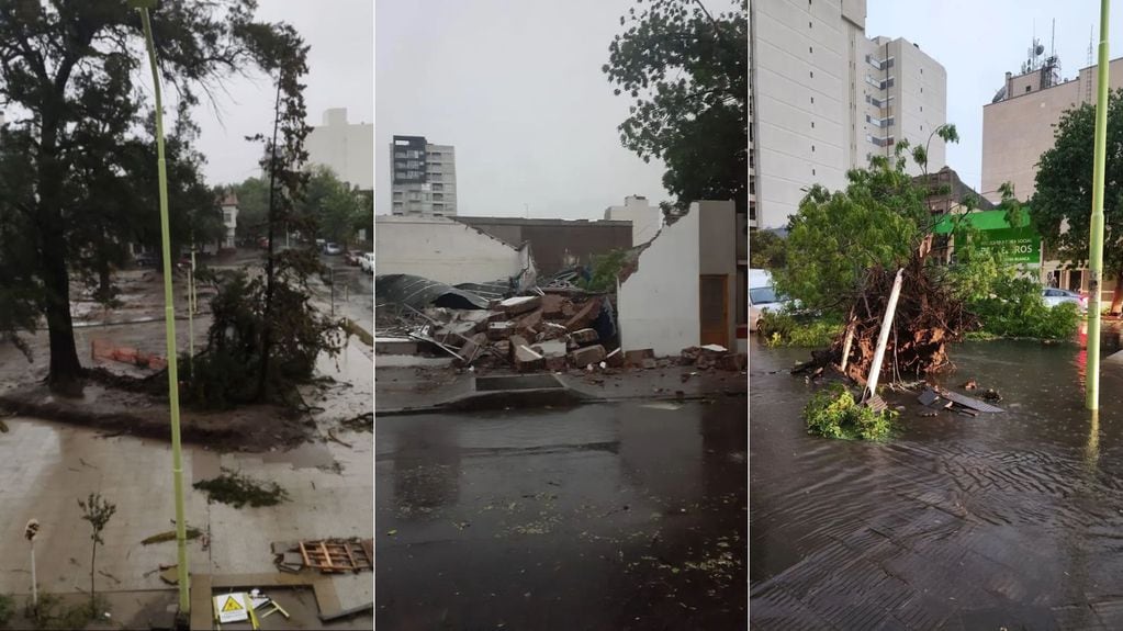 Fuerte temporal en Bahía Blanca dejó destrozos en la ciudad y varias personas heridas.