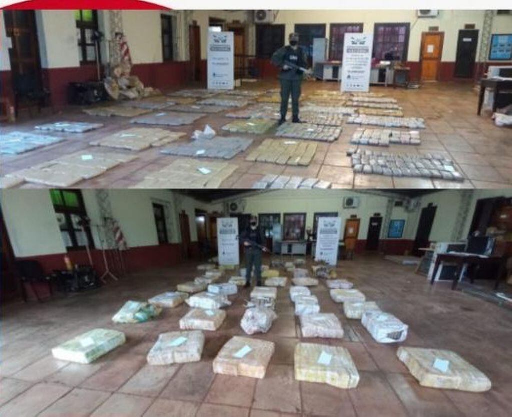 Gendarmería secuestró 759 kg de Marihuana en Puerto Esperanza.