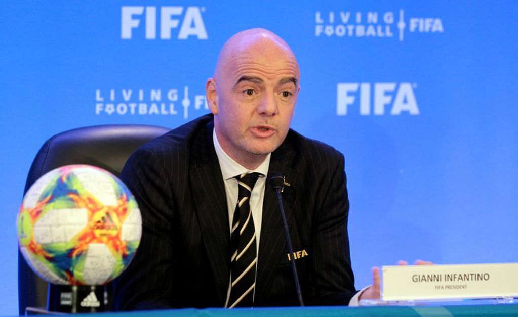 Gianni Infantino, en la conferencia de prensa. (AP)