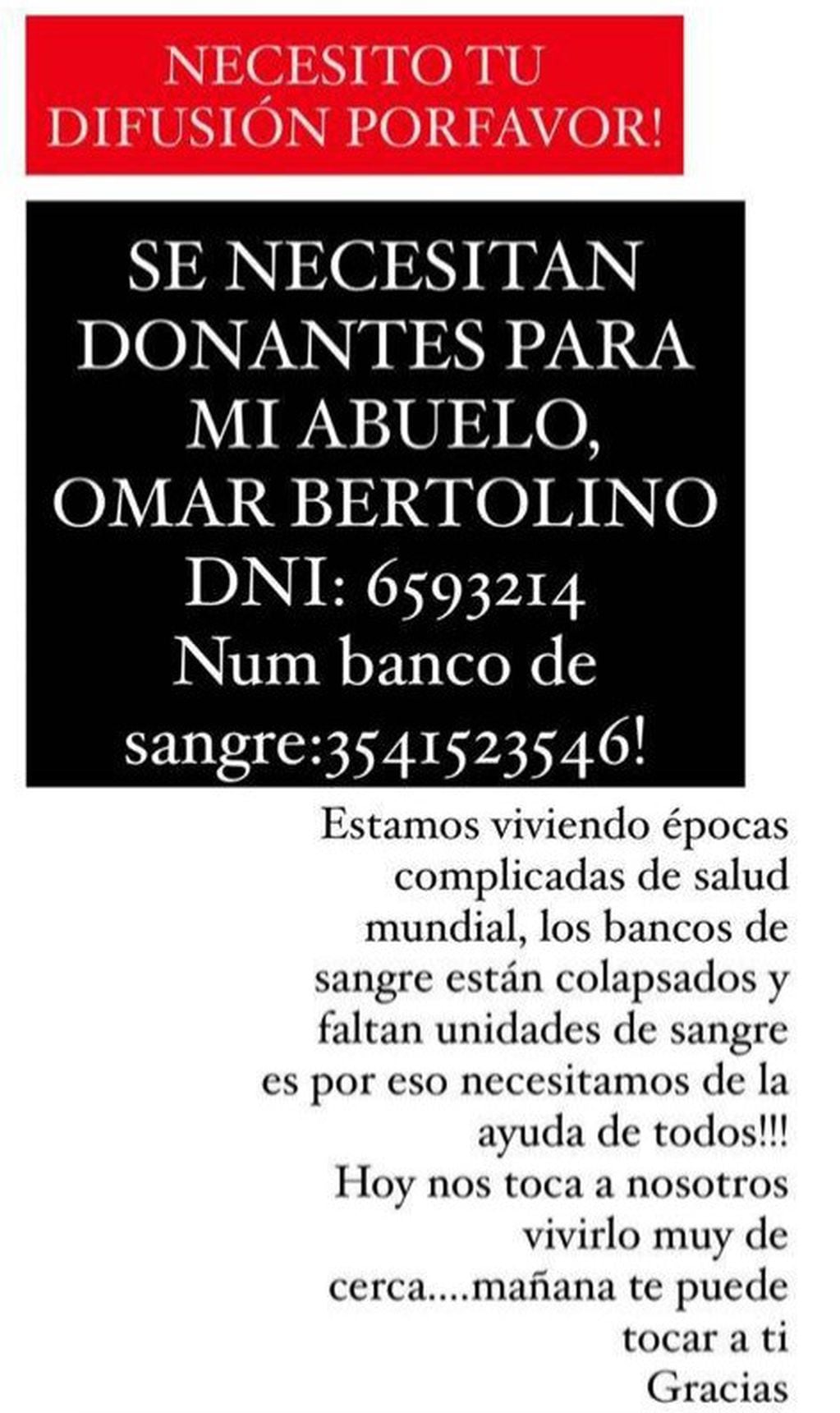 Campaña solidaria desde Carlos Paz que busca de donantes de sangre.