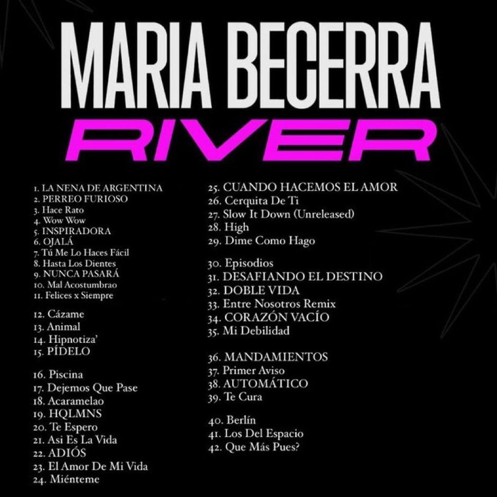 El set list completo de María Becerra en su show en River