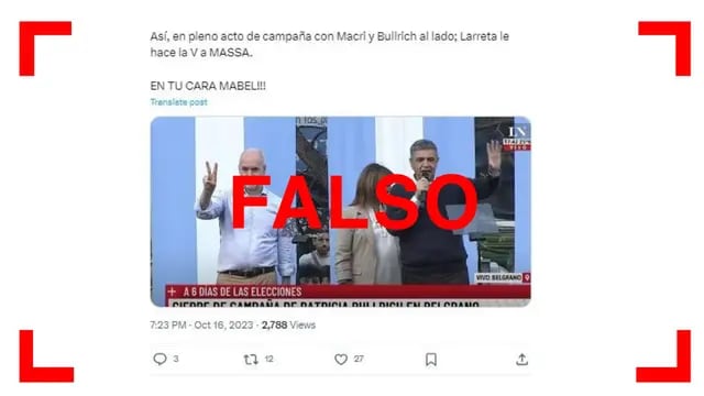 Horacio Rodríguez Larreta no hizo un saludo peronista en el cierre de campaña de Patricia Bullrich en la Ciudad de Buenos Aires
