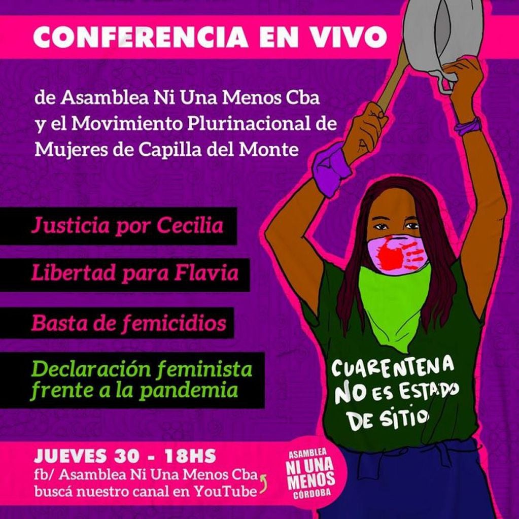 Conferencia de Asamblea en vivo por movimientos feministas.