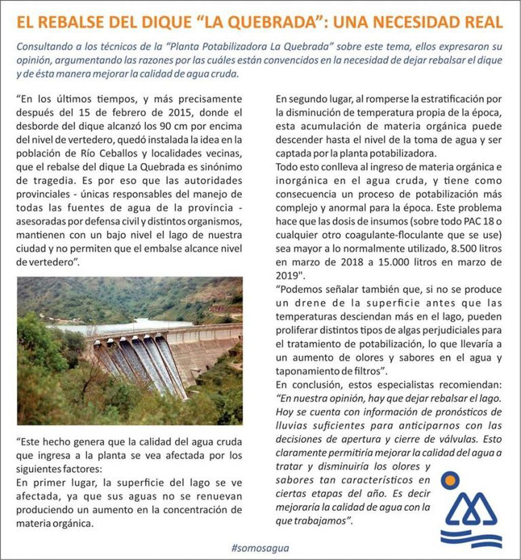 Comunicado Cooperativa de Agua de Río Ceballos.