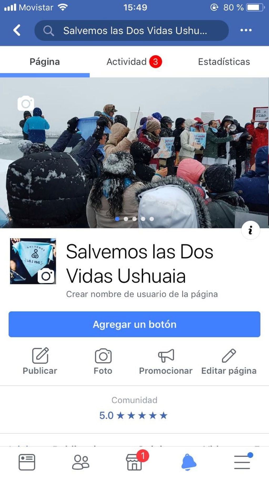 La página de facebook: Salvemos las Dos Vidas Ushuaia, para aquellos que quieran sumarse.