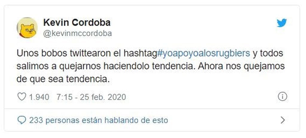 Los tuits a favor y en contra: #YoApoyoAlosRugbiers (Twitter)