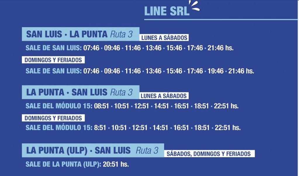 Nuevos horarios de verano del Transporte Interurbano de San Luis