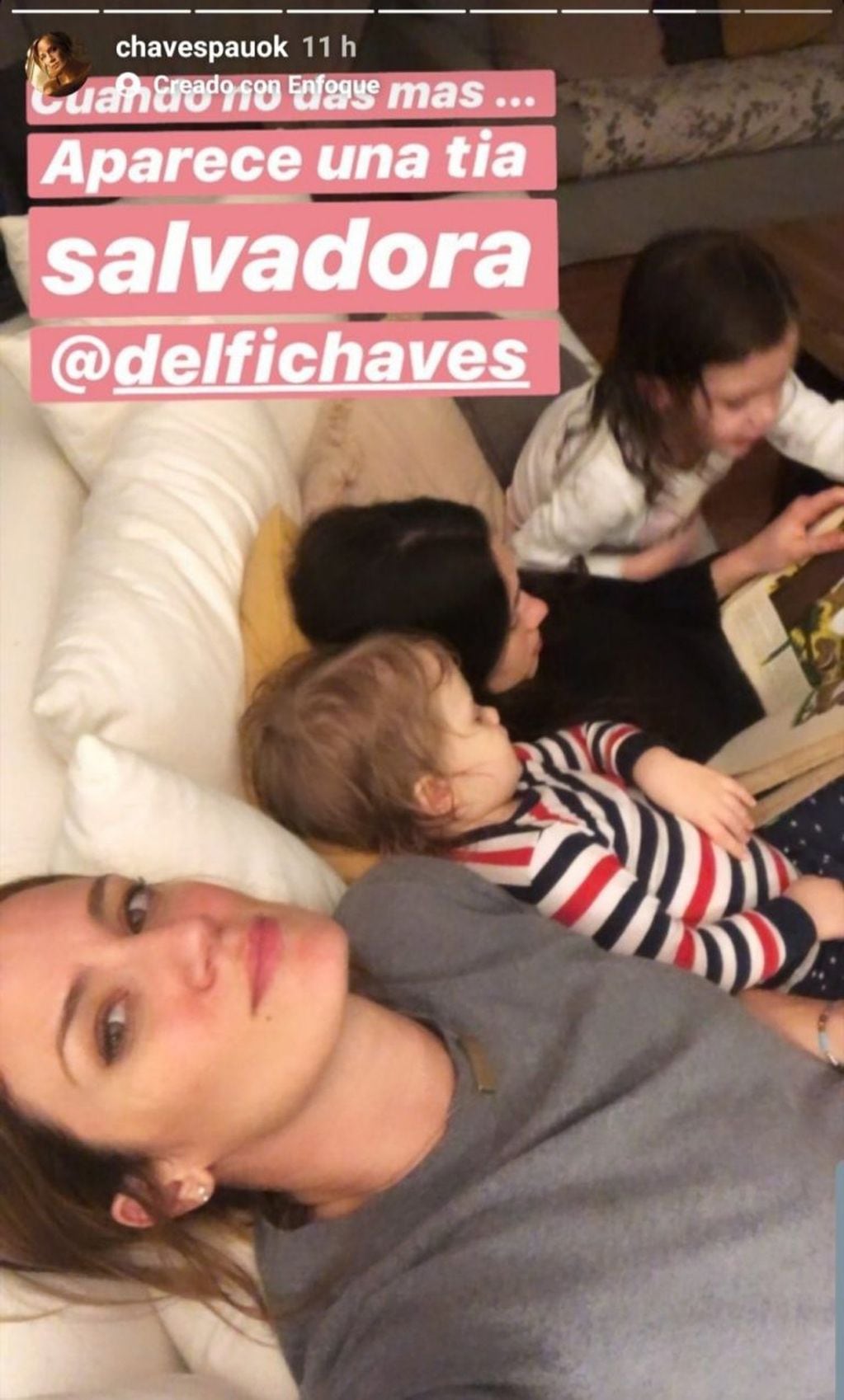 Delfina Chaves es una gran tía y suele visitar seguido a sus sobrinos, los hijos de Paula Chaves y Pedro Alfonso (Foto: Instagram/ @paulachavesok)