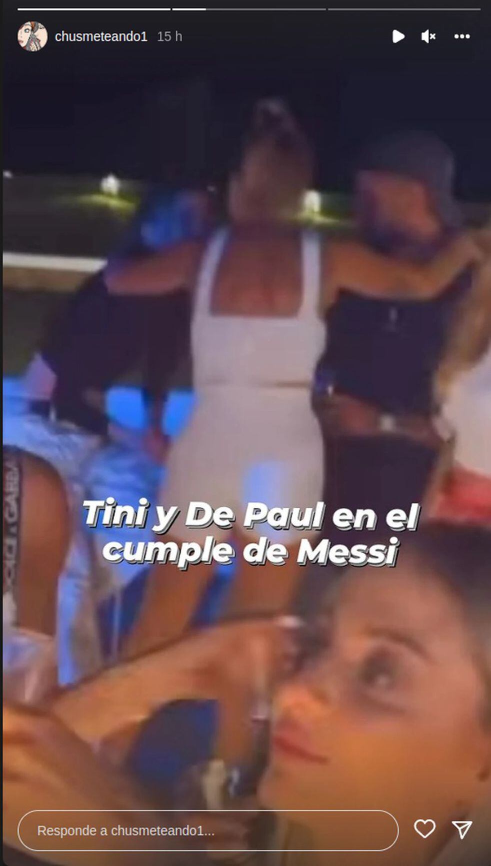 Rodrigo De Paul y Tini Stoessel en el cumpleaños de Messi