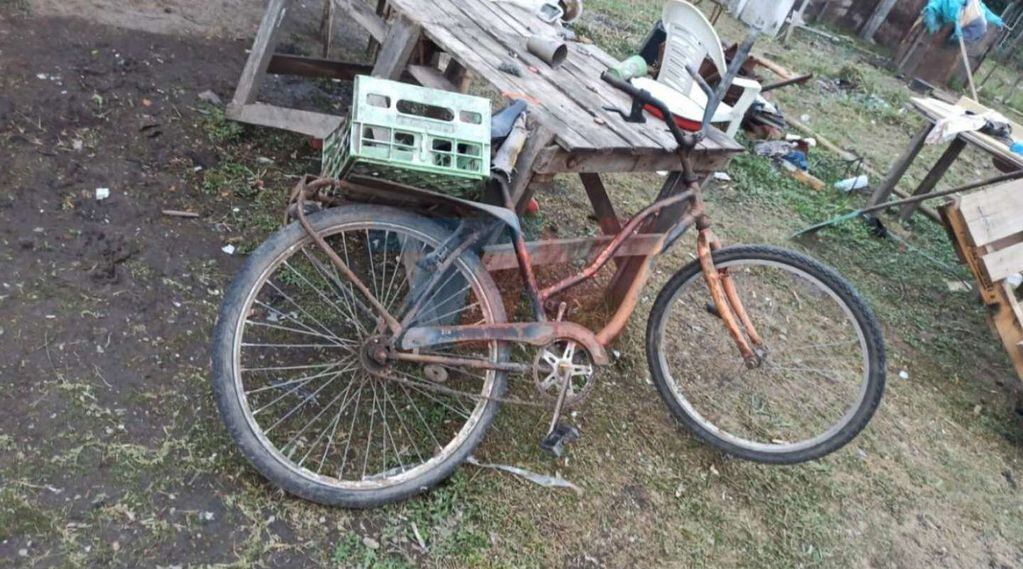 Bicicleta que pertenecía al secuestrador de Maia Beloso