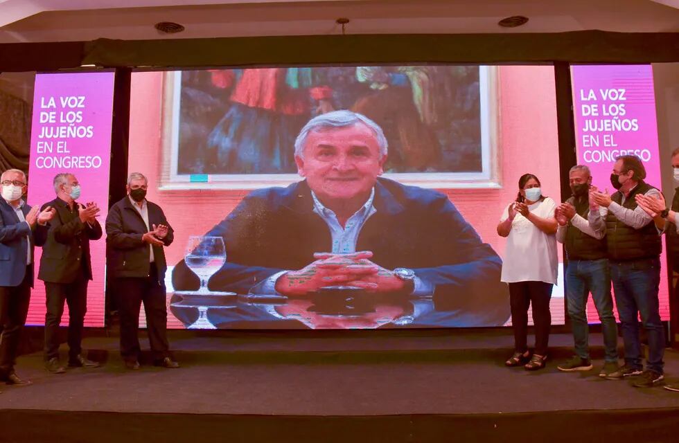 Desde Buenos Aires, el gobernador Morales participó de manera virtual del anuncio del triunfo de Cambia Jujuy en las PASO 2021.