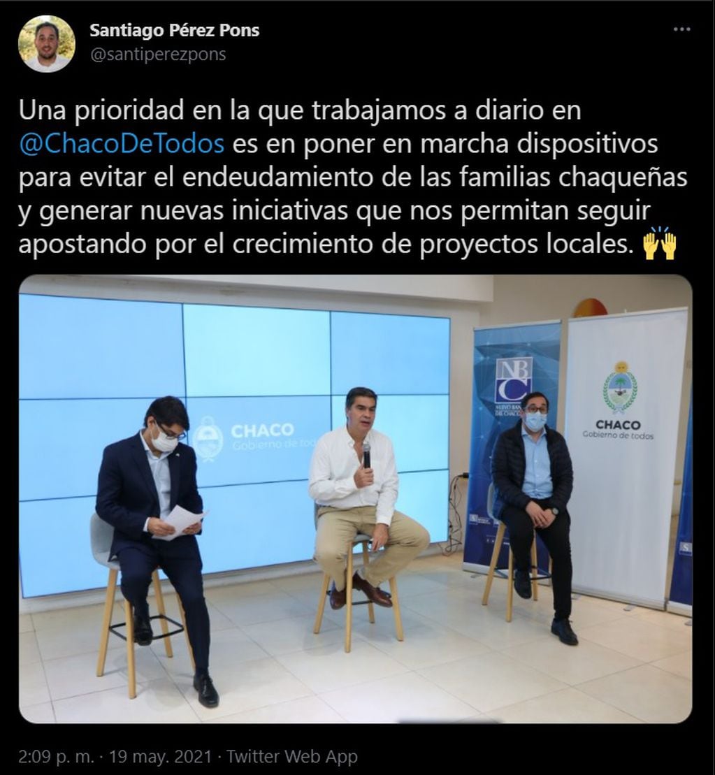 Tweet de Pérez Pons sobre la presentación.