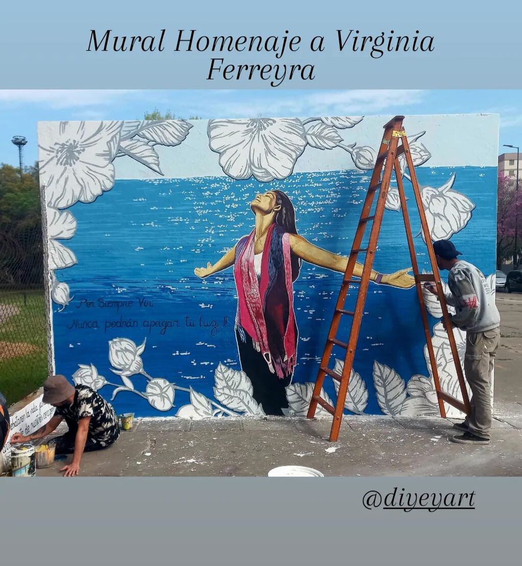 Familiares y amigos de Virginia Ferreyra le rindieron homenaje a un año de su muerte en el parque del Mercado. Allí empezaron a pintar un mural dedicado a la bailarina.