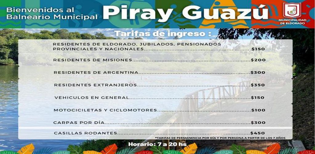 Habilitaron el Balneario Municipal Piray Guazú en Eldorado.
