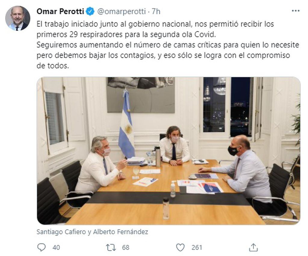 Reunión de Perotti con Fernández y Cafiero. (@omarperotti)