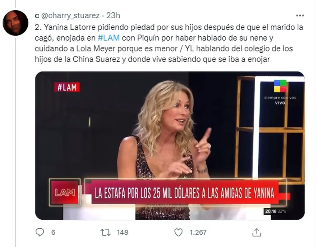 El hilo de Twitter que revela el manejo de LAM con la China Suárez