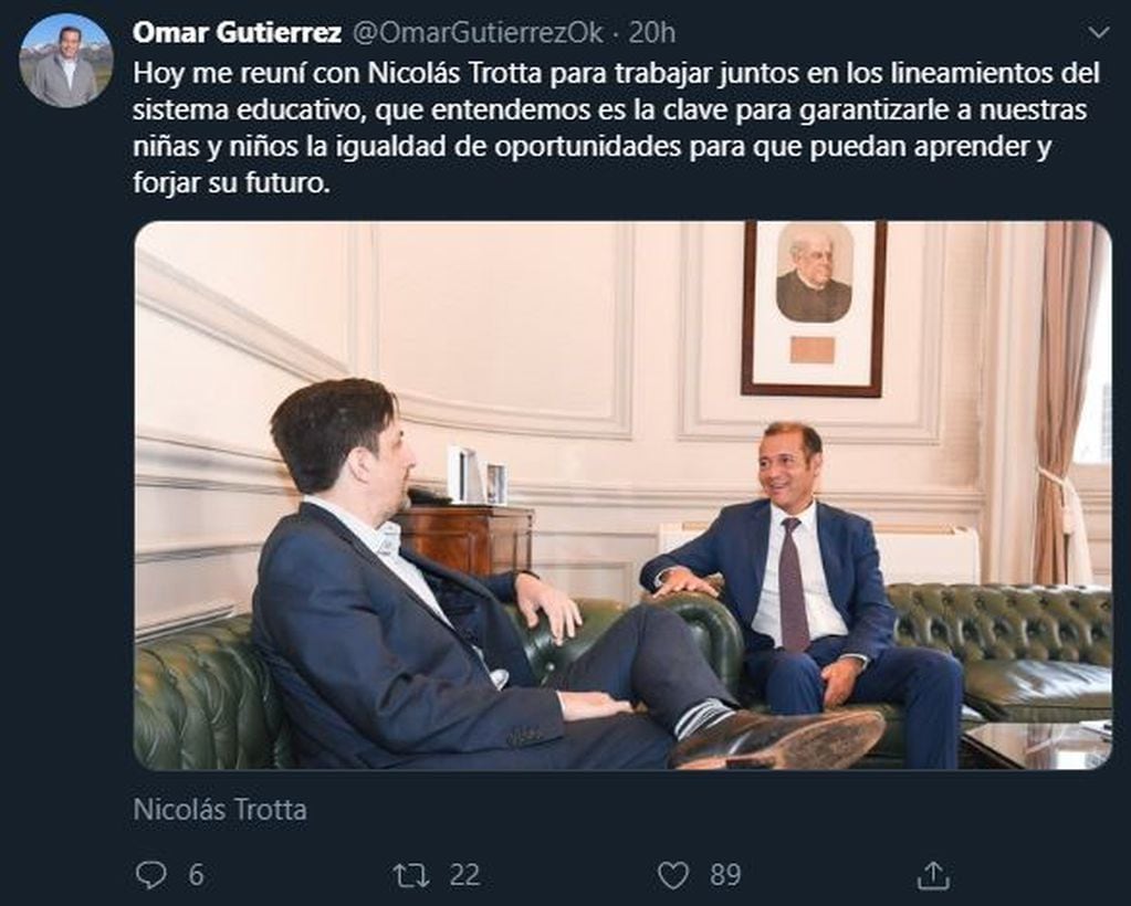Omar Gutiérrez junto a Nicolás Trotta, ministro de Educación (web).