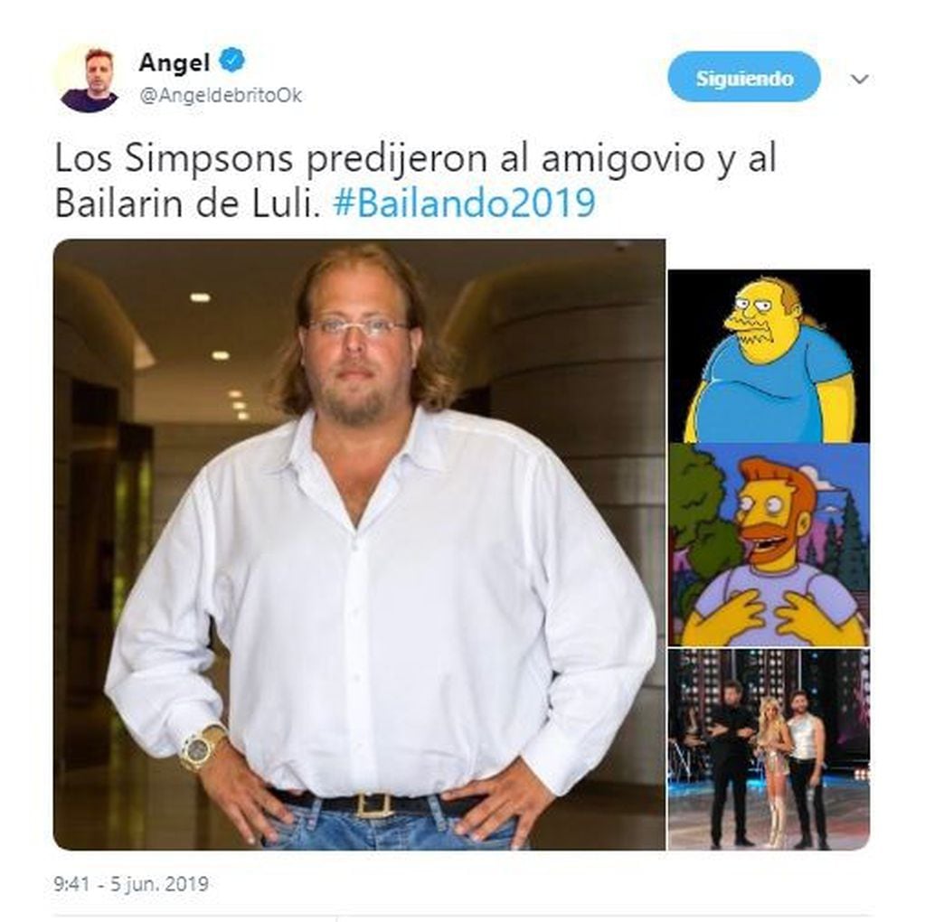 Angel de Brito comparó al amigovio y al bailarín de Luciana Salazar con personajes de Los Simpsons (Twitter)