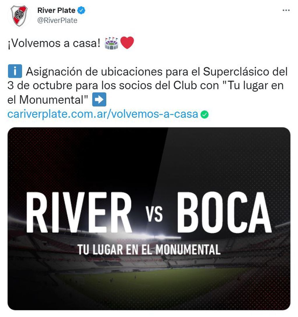 River puso a la venta las entradas para socios para el Superclásico