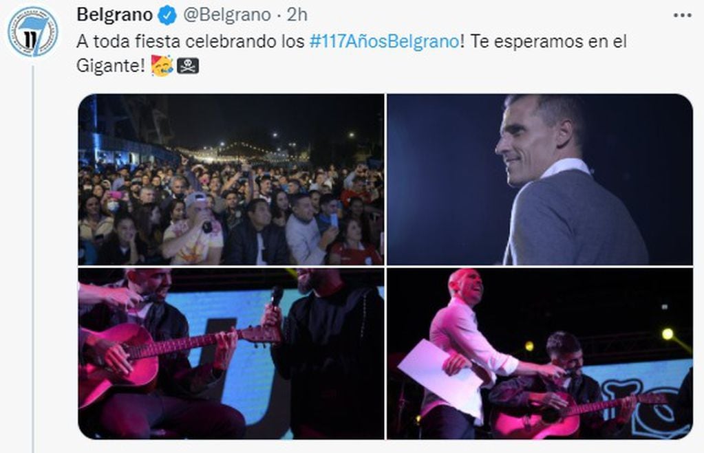 Piratas a pleno. Guillermo Farré, el "cantante" Gerónimo Tomasetti y todo el color en el aniversario de Belgrano.