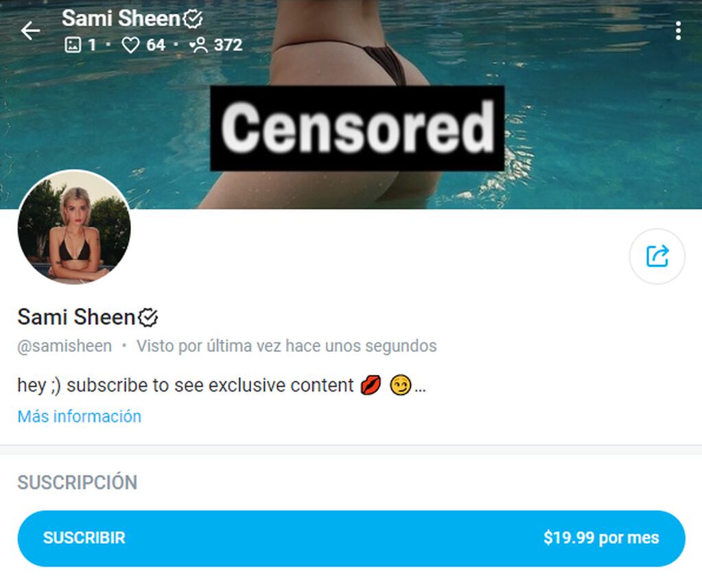 Sami Sheen se creó un perfil en Only Fans.