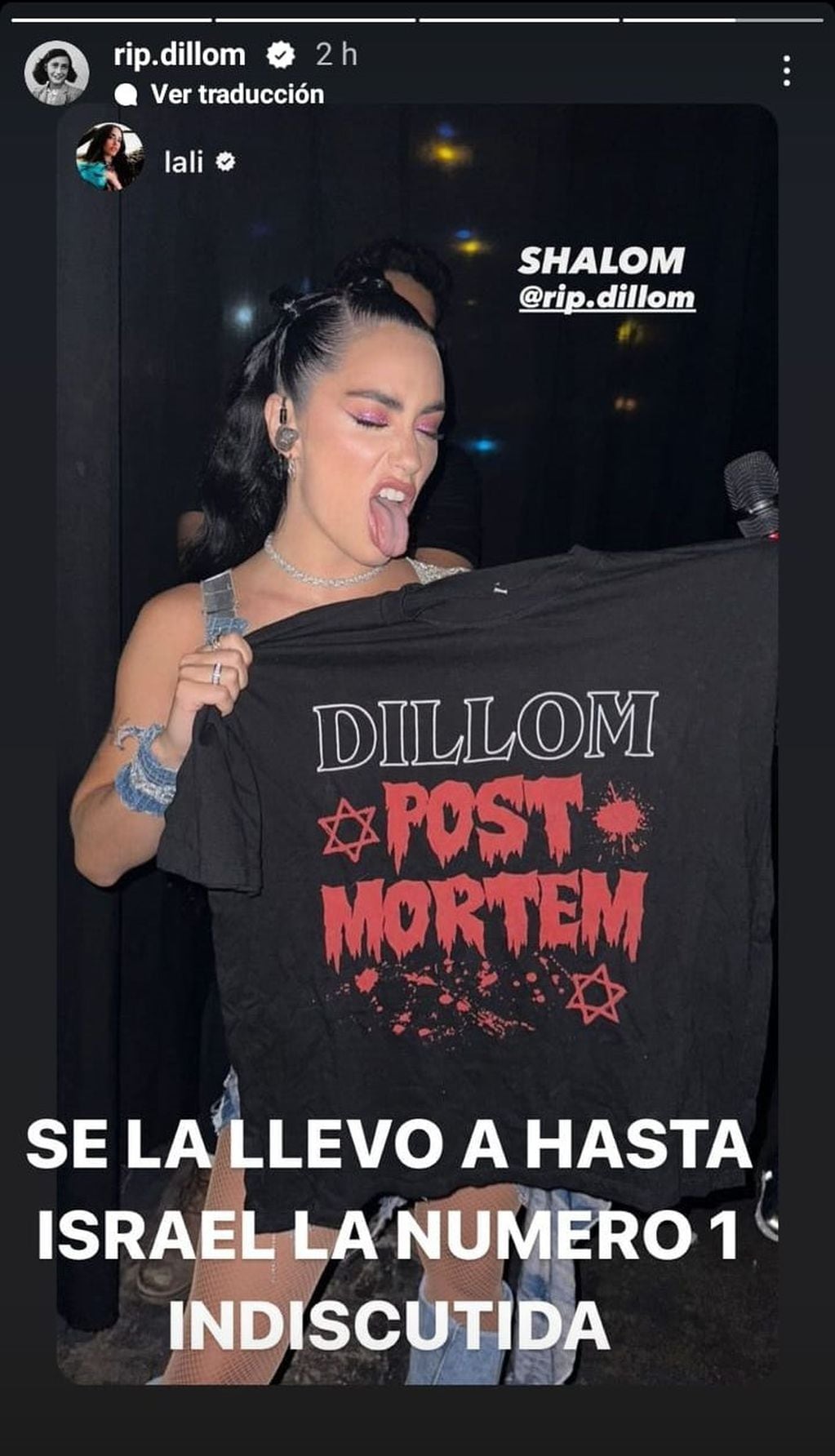 El inesperado guiño de Lali Espósito a Dillom durante su show en Israel