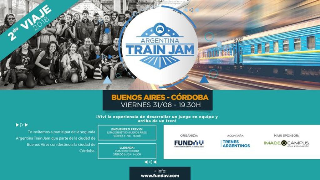 Train Jam para desarrollo de videojuegos desde Buenos Aires a Córdoba.