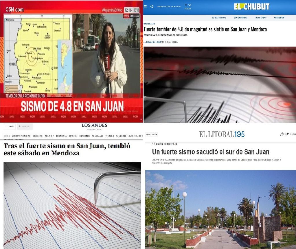 Tembló en San Juan y la noticia impacto en medios de Argentina.