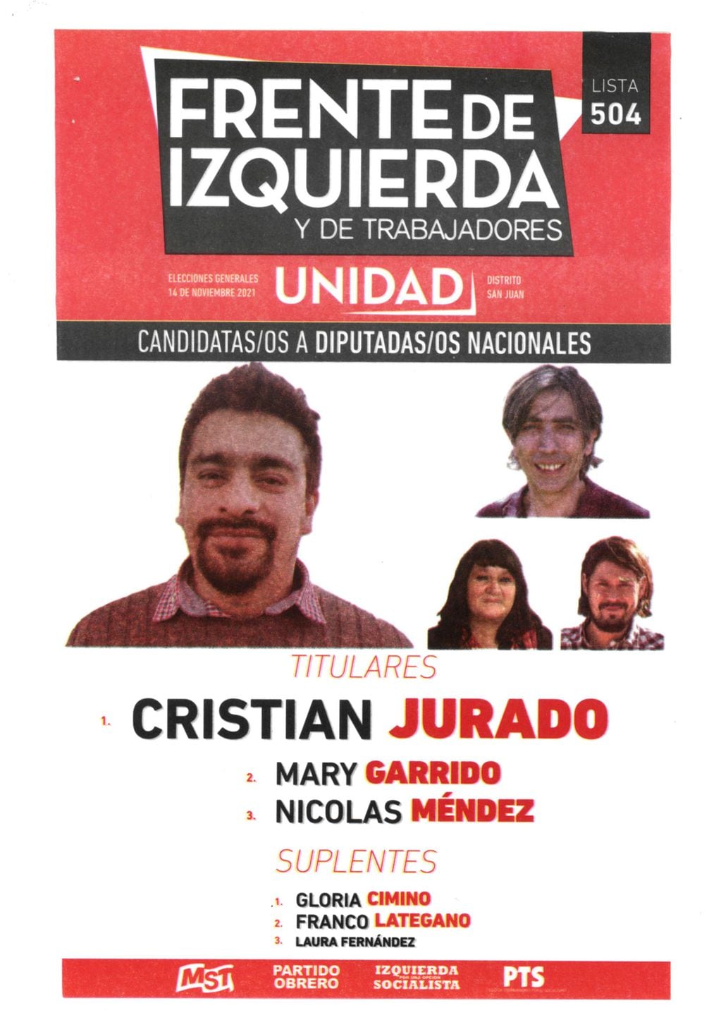 Cristian Jurado encabeza la boleta del Frente de Izquierda y de los Trabajadores.