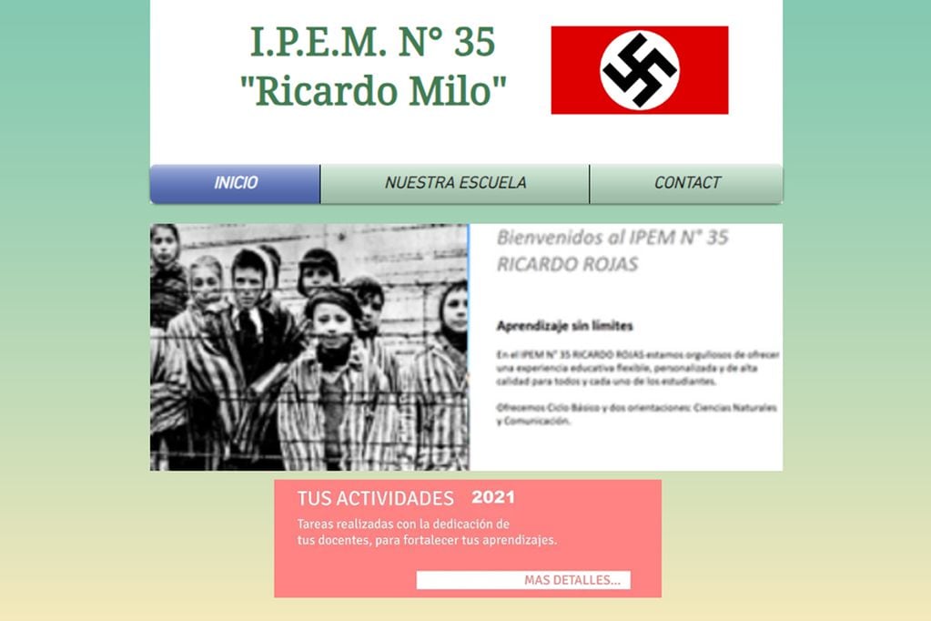 Aparecieron pintadas antisemitas en el IPEM 35 Ricardo Rojas. (Captura de pantalla)