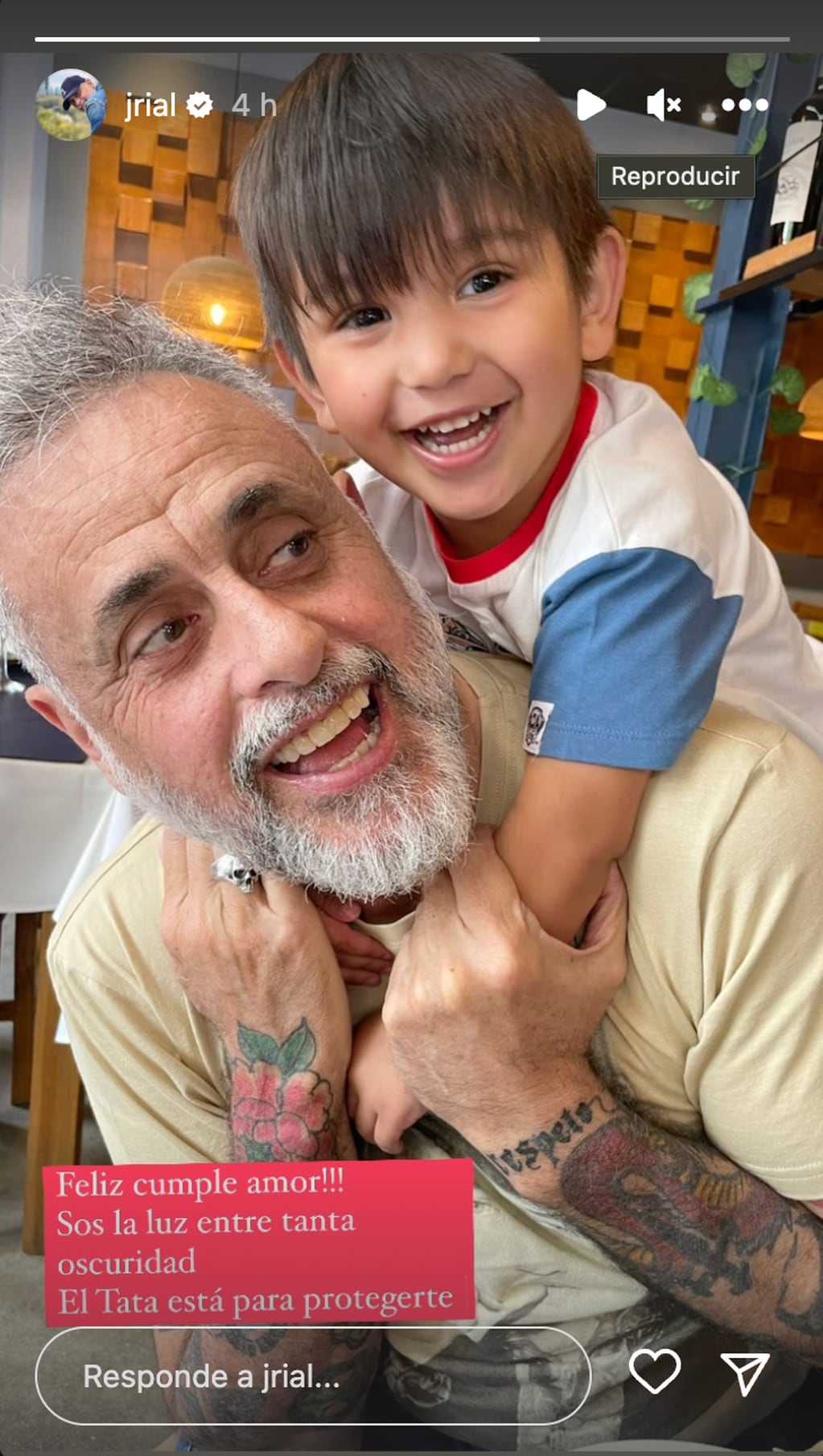 La publicación en Instagram que Jorge Rial le dedicó a Francesco, su nieto, por su cumpleaños.