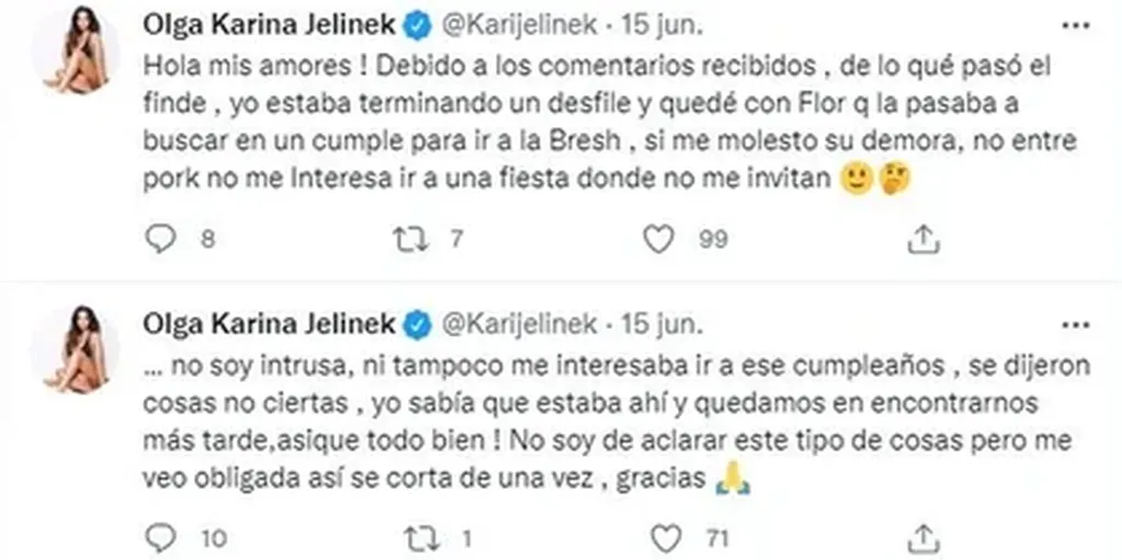 La respuesta de Karina Jelinek tras los rumores de que su pareja la engañó en el cumpleaños de Rodrigo De Paul.