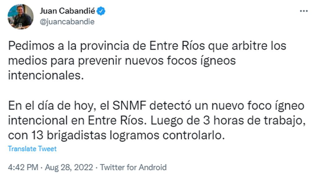 Juan Cabandié apuntó contra las autoridades de Entre Ríos.