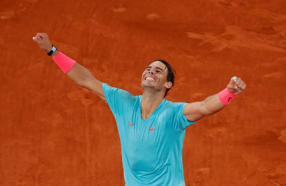 Tennis - French Open - Roland Garros, Paris, France - October 11, 2020 Spain’s Rafael Nadal celebrates after winning the French Open final against Serbia’s Novak Djokovic REUTERS/Gonzalo Fuentes