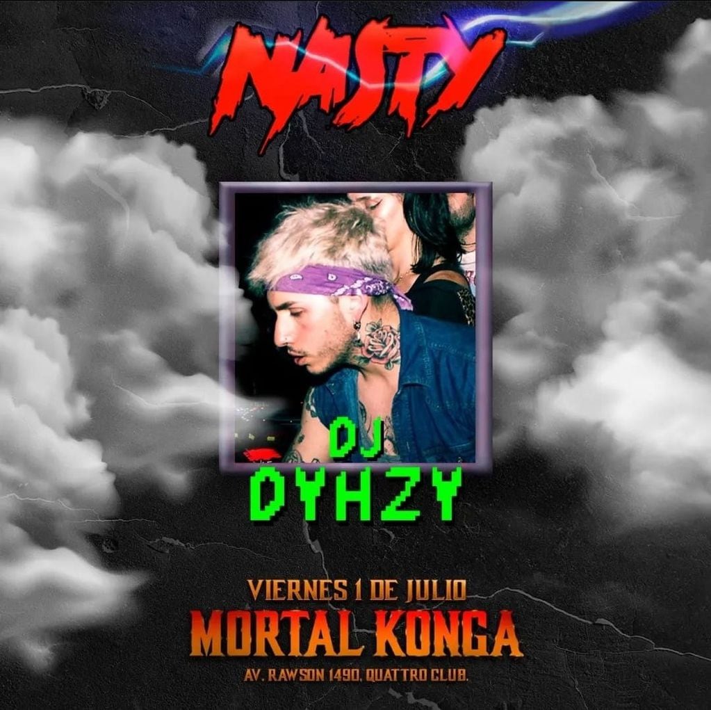 El flyer de DJ Dyhzy en la fiesta sanjuanina
