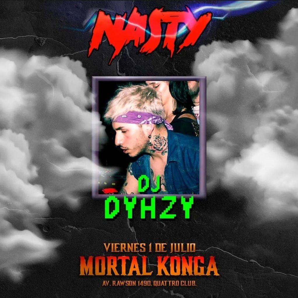 El flyer de DJ Dyhzy en la fiesta sanjuanina