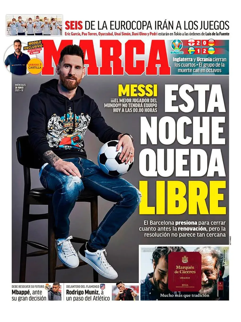 La tapa de Marca sobre el contrato de Lionel Messi.
