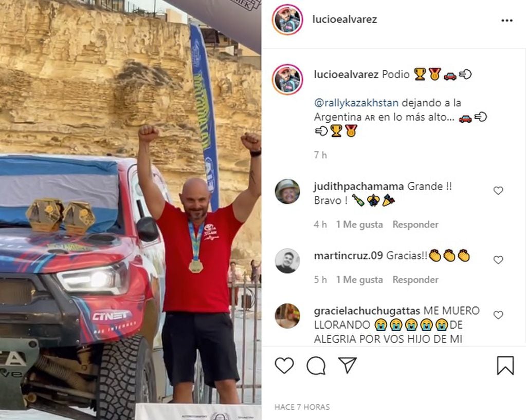 Lucio Álvarez, el piloto mendocino festejó el primer lugar del Rally de Kazajistán