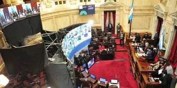 Nueva sesión virtual en el Senado. (Clarín)