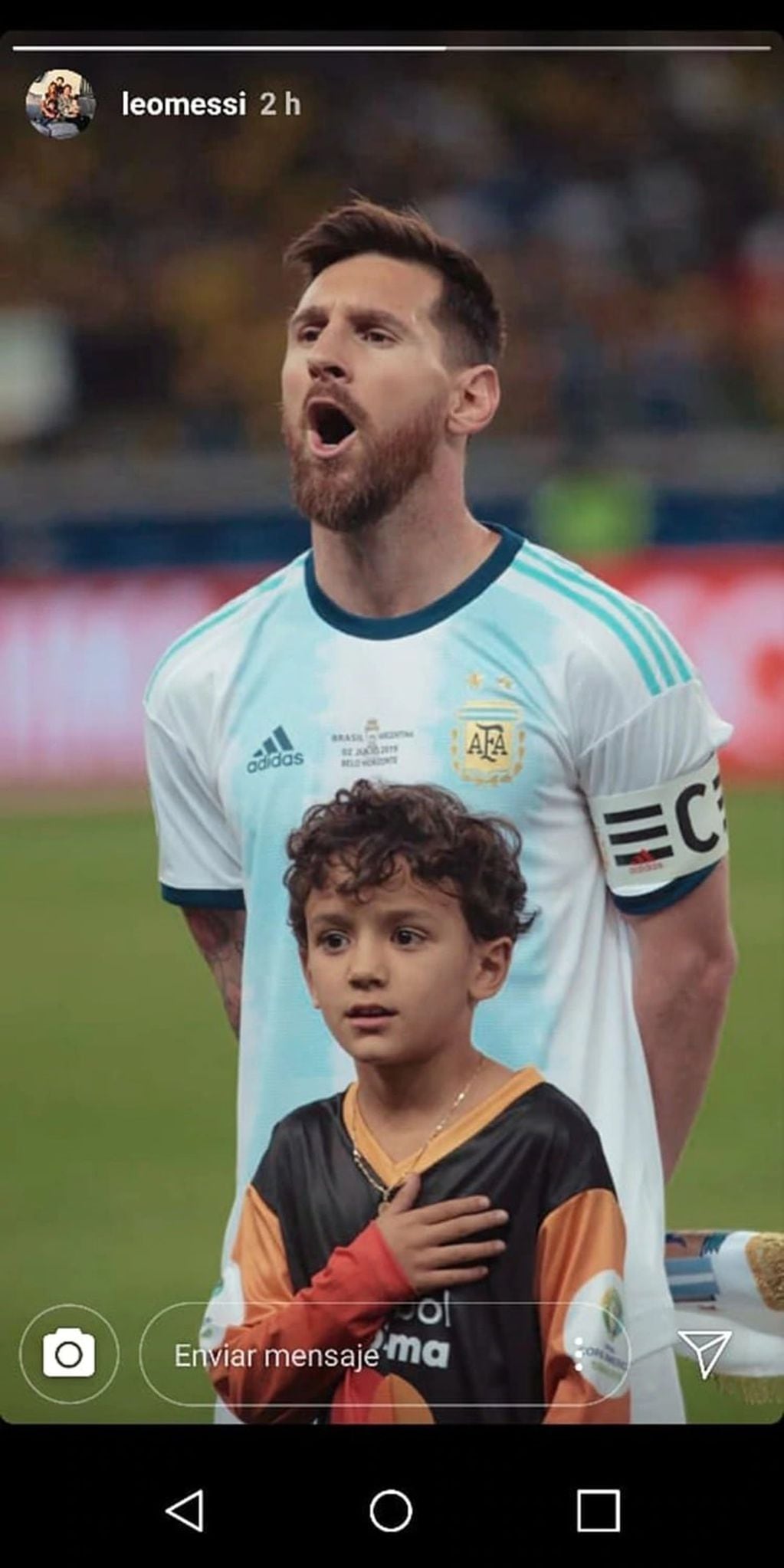 El posteo de Messi en su Instagram.