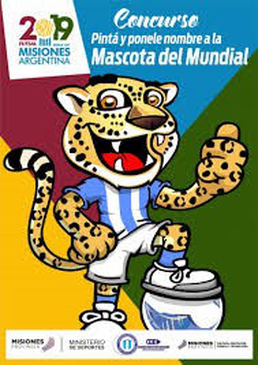 Simón, la Mascota del Campeonato Mundial de Futsal 2019. El nombre se eligió en las escuelas de Misiones. (CIMECO)