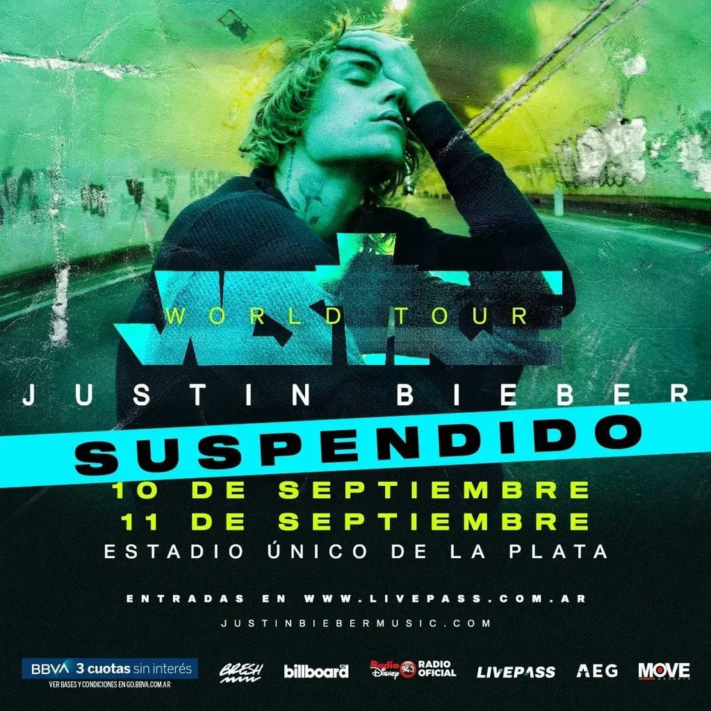 Justin Bieber canceló sus shows en Argentina