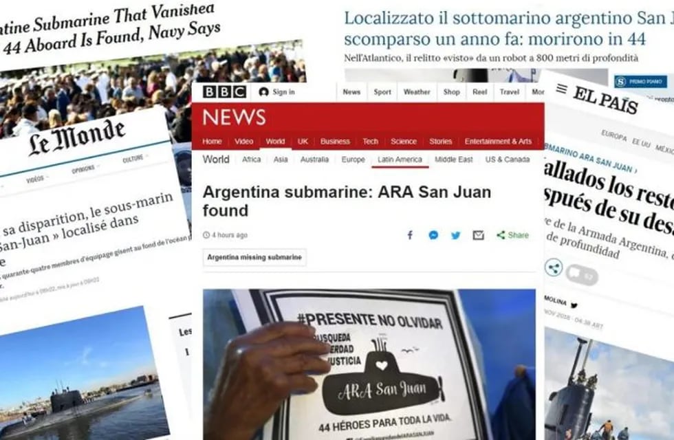 Así reflejaron el hallazgo del ARA San Juan los medios del mundo (Foto: TN)