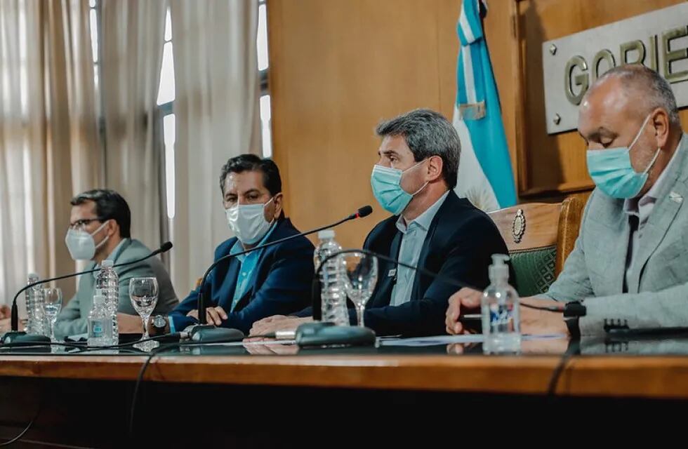 De la conferencia de prensa participaron Carlos Munisaga, Fabian Aballay, Sergio Uñac y Julio Ortiz Andino.