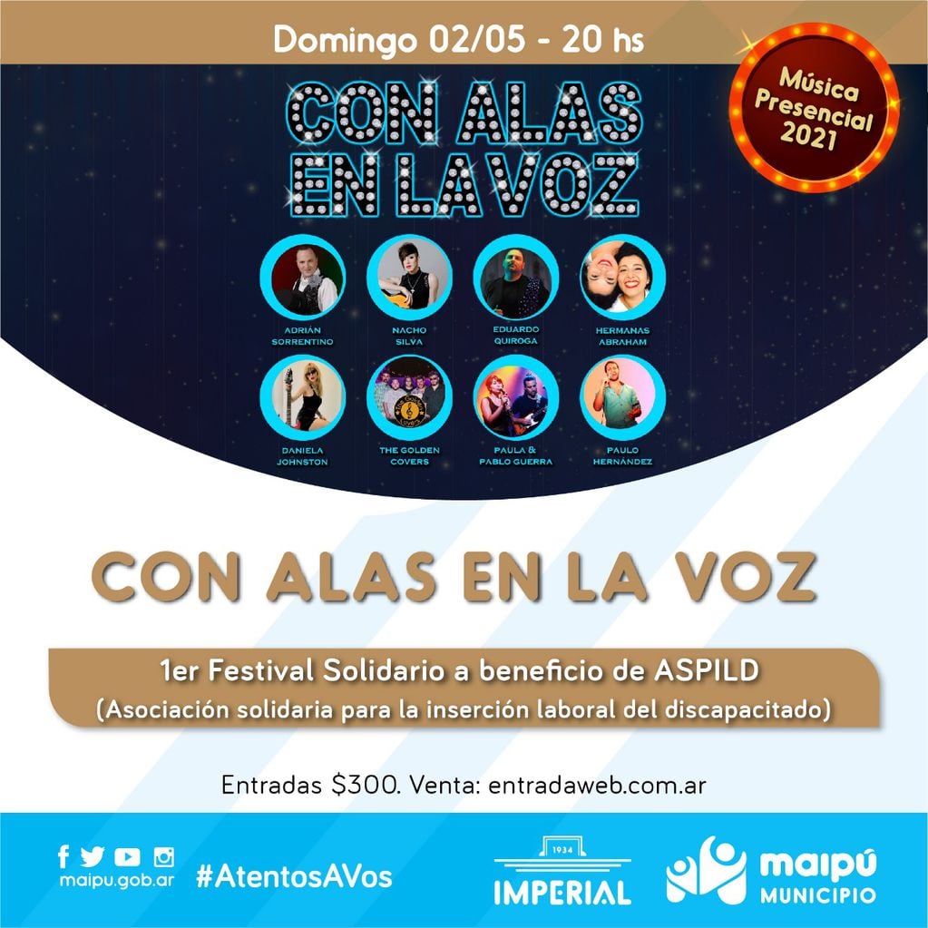 "Con Alas en la Voz", el show solidario que se realizará en el Cine Teatro Imperial este domingo.