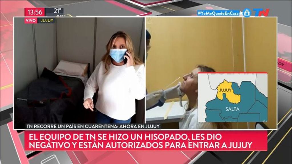 La periodista Paula Bernini, al igual que el resto del equipo, se sometió al test de coronavirus en Jujuy.
