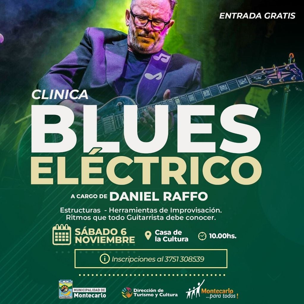 Daniel Raffo realizará una clínica de bajo eléctrico en Montecarlo.