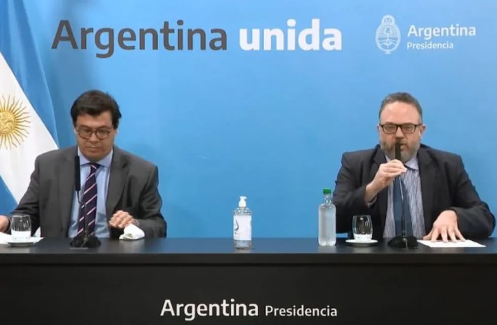 Claudio Moroni y Matías Kulfas en conferencia de prensa