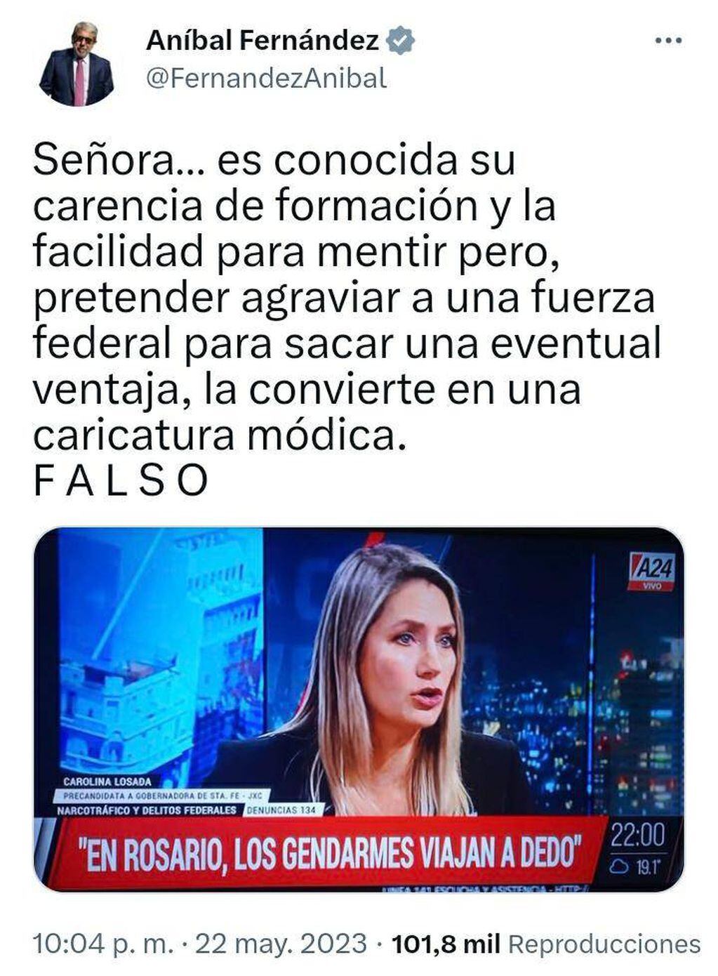 El dirigente peronista no dejó pasar las declaraciones de la legisladora en televisión.