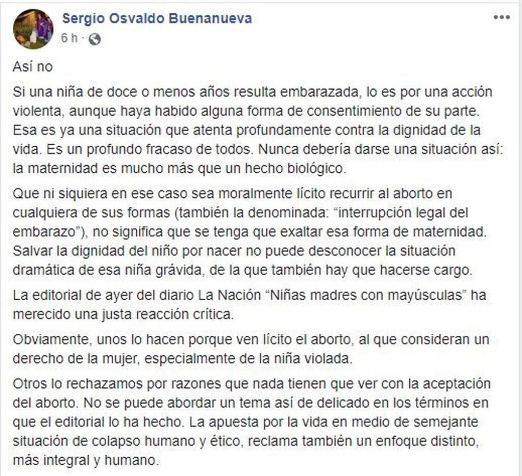 Respuesta de Sergio Buenanueva en las redes sociales